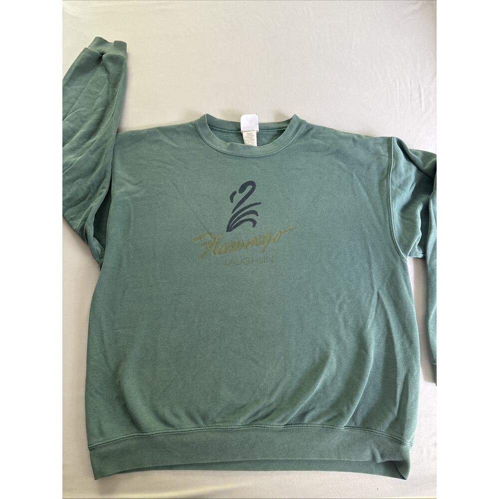 Vintage Flamingo Hilton Las Vegas Sweatshirt Men's XL Teal Retro 90s USA Made